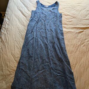 DKNY Blue and White Micro Print Sleeveless Maxi Dress